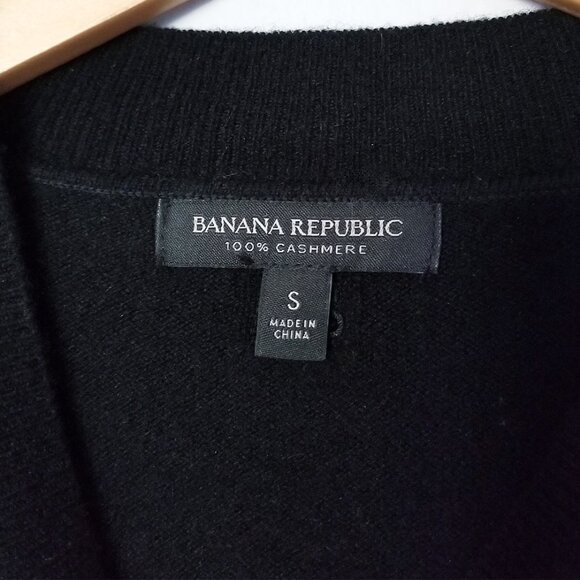 Banana Republic 100% Cashmere Wedge High Crewneck Sweater S Black Lightweight - Picture 5 of 14